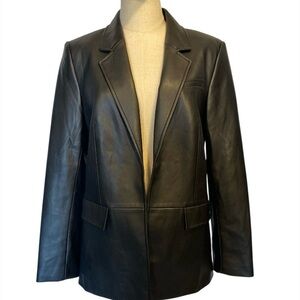 Calvin Klein Faux Leather Blazer Tailored Fit Notched Lapels